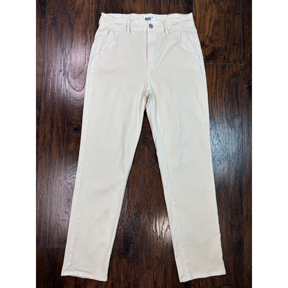 PAIGE Pants 27 Cream High Rise Straight Leg Stretch Casual Women